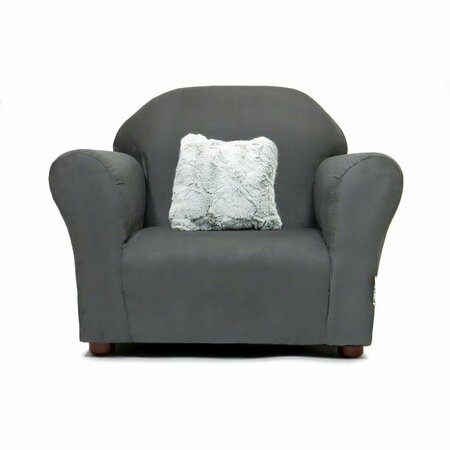 KEET Plush  Children's Chair Charcoal, with accent pillow CR792-2